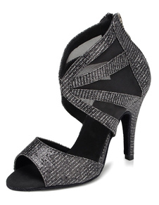 Danses latines noir sandales Sequins Ballroom talons pour femmes