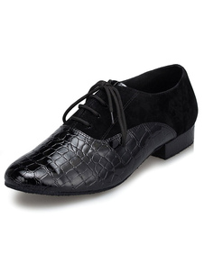 Danses latines noir chaussures Croco Print Lace Up chaussures de salle de bal d’unité centrale pour 