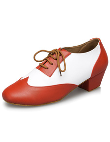 Color Block danse latine chaussures lacets PU Ballroom Shoes for Men