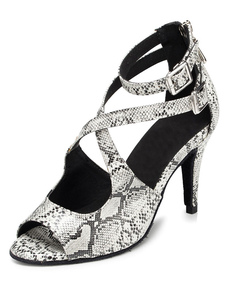 Snake imprimer danse latine sandales Peep Toe Ballroom talons hauts pour femmes