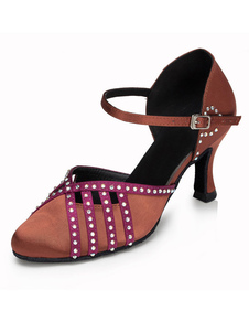 Danse latine multicolore sandales sangles strass salle de bal Satin talons pour femmes