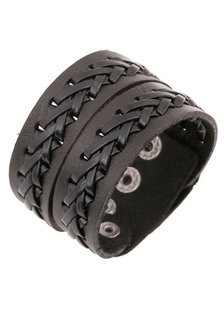 Noir tricoté Bracelet Stud en Faux cuir Bracelet pour hommes