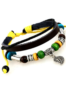 Bracelet Perles multicolore Chic simili cuir Bracelet pour hommes