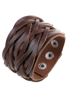 Brun tricoté Bracelet Punk simili cuir Bracelet pour hommes