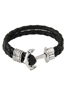 Ancre noire Bracelet Chic simili cuir Bracelet pour hommes