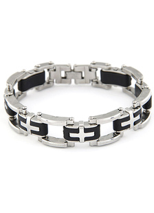 Bracelet en métal argent Bracelet impression Croix Chain Link pour hommes
