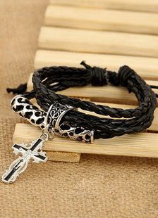 Bracelet métal en Faux cuir Bracelet Croix multicolore pour hommes