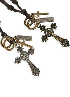 Collier métal simili cuir Collier croix multicolore pour hommes