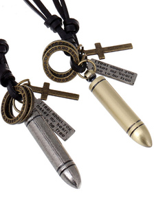 Balle multicolore Collier Collier de métal en Faux cuir pour hommes