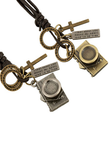 Multicolore caméra modèle Collier Collier de métal en Faux cuir pour hommes