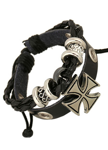 Bracelet Croix multicolore découpé en Faux cuir Bracelet pour hommes