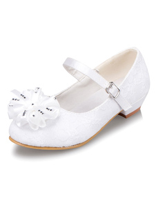Fille fleur blanche chaussures fleur Dentelle bretelles PU chaussures pour filles