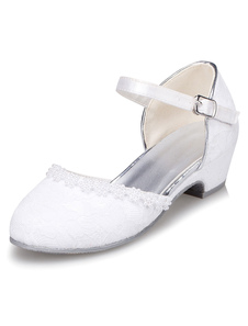 Chaussures fille fleur blanche chaussures dentelle sangles d’unité centrale pour les filles