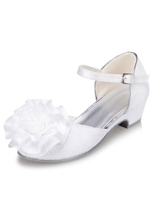 Chaussures fille fleur blanche sandales dentelle fleurs sangles d’unité centrale pour les filles