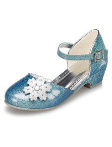 Demoiselle bleu chaussures fleurs sangles d’unité centrale pour les filles