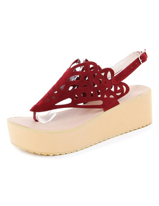Sandales compensées multicolore découper Suede sandales pour femmes