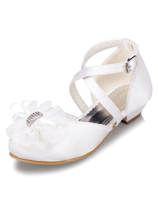 Chaussures en Satin fille fleur blanche sandales fleurs pour filles