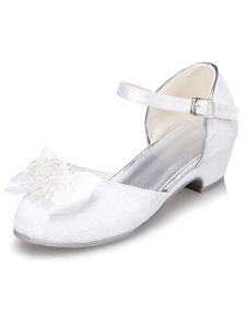 Bow sandales fille fleur blanche bretelles PU chaussures pour filles