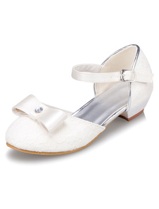 Bow chaussures fille fleur blanche bretelles PU chaussures pour filles