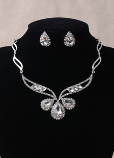 Bijoux de mariage strass argent gouttelettes soirée parures de bijoux de charme