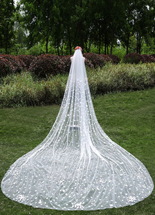 Voile de mariée cathédrale fleur moniste bord coupé cascade voile avec peigne (longueur 300cm)