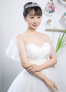 Illusion mariage châle Tulle Fleur Strass Scoop nuptiale Wraps