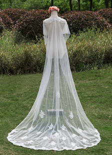 Cathédrale de mariage Wraps dentelle appliques bord moniste cascade châle (longueur 300cm)