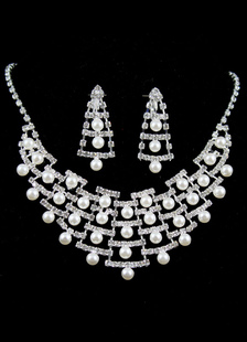 Bijoux de mariée hiérarchisé définit échelle argent Net mariage bijoux ensembles