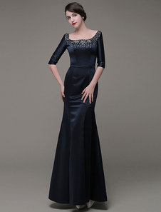 Mère de la mariée Robes encolure carré perlant concis sirène étage longueur robe