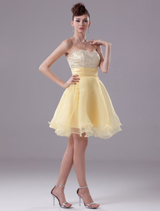 Organza robe Sweatheart perles Satin plissé genou-longueur a-ligne Cocktail robe de bal