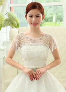 Perles de mariage Wraps perlant rideaux dentelle nuptiale châle