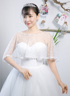 Dentelle de mariée encapsule châle sans manches strass