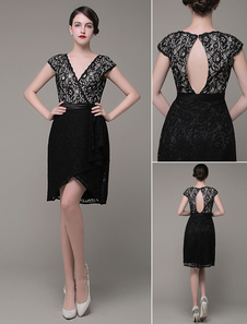 Mini Cocktail Robe de soirée mariée en dentelle avec dos ouvert