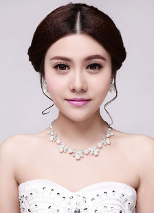 Diamant bijoux Sets Bow Embeded perles Sterling parures de bijoux du soir