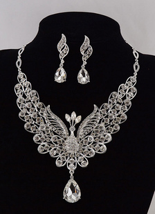 Peacock bijoux ensembles strass goutte mode soirée parures de bijoux