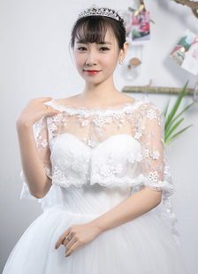Bridal asymétrique encapsule châle dentelle concis