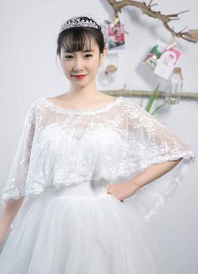 Mariage asymétrique Wraps dentelle fleur nuptiale châle