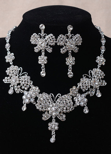 Parures de bijoux papillon bijoux de mariée fleur collier boucle d’oreille femme