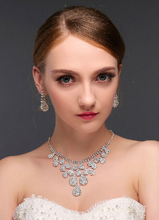 Hiérarchisé ensembles mariée bijoux argent parures de bijoux de soirée élégante