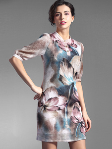 Robe courte imprimée multicolore Slim Fit robe de FLARE