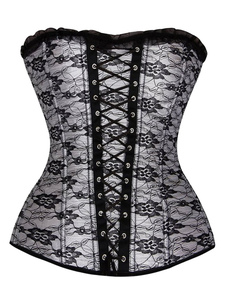 Noir Bustier impression Slim Fit Corset Spandex pour femmes