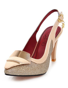 Or Sequins talons de détails en métal de sandales pour femmes