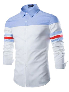 Chemise blanche rayures impression coton Chemise Casual pour hommes