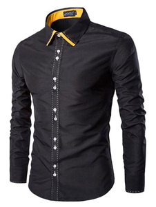 Chemise noire coton Chemise Casual pour hommes