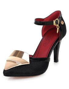 Noir Sequins talons de détails en métal de sandales pour femmes