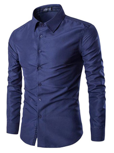 Chemise marine foncé coton Chemise Casual pour hommes