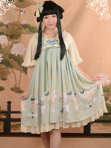 Sweet imprimé Lolita Robe OP Han vêtements Version courte