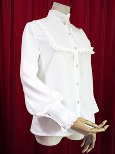 Col haut Lolita Blouse manches longues à volants