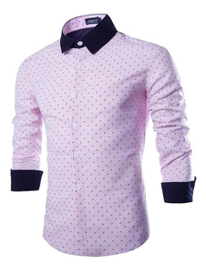 Chemise rose impression coton Chemise Casual pour hommes