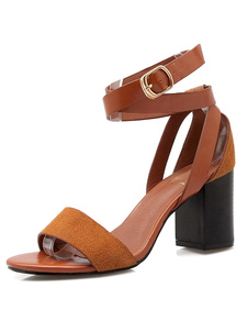 Sandales marron sangles vachette talons pour femmes